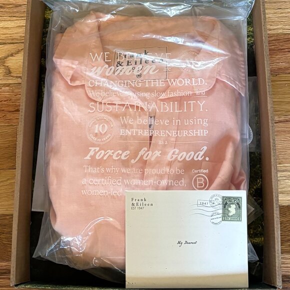 Frank & Eileen Pink Linen Mary Shirtdress NWT - Size Medium - Picture 3 of 5